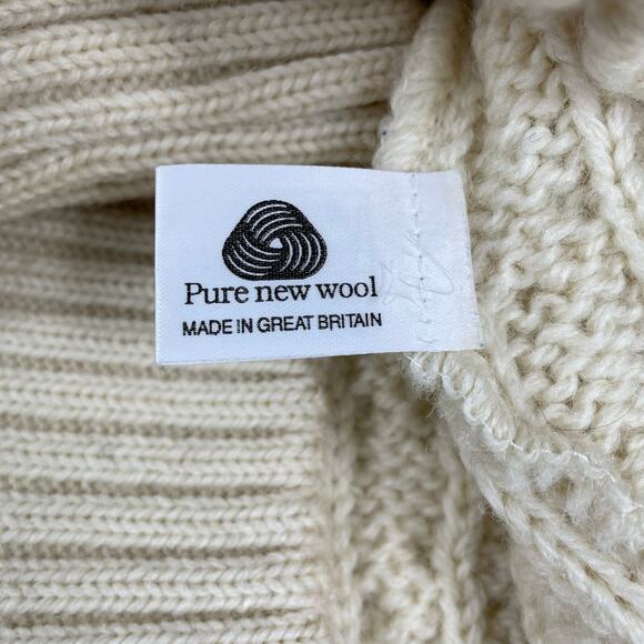 🔥Highland Home Industries Scotland Wool Aran Cable Knit Fisherman Preppy Sweater - Picture 12 of 15